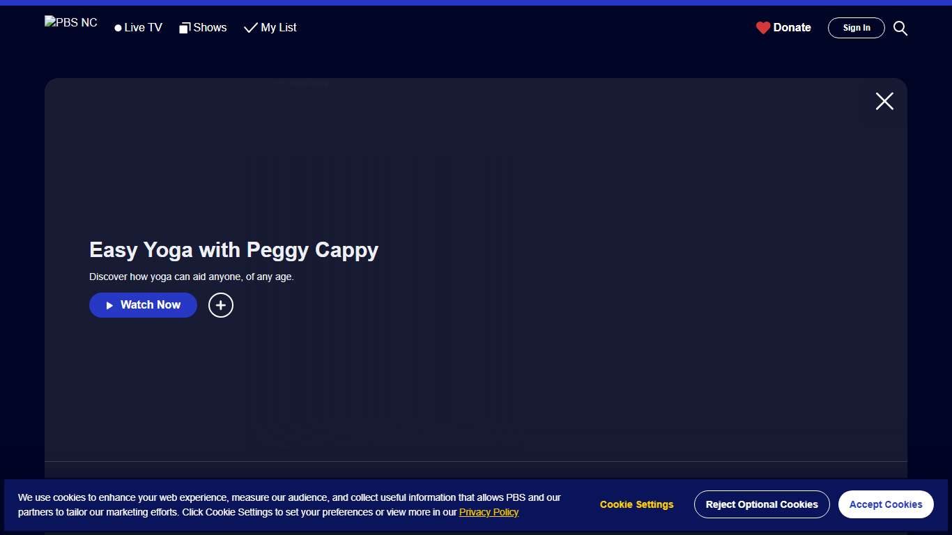 Easy Yoga with Peggy Cappy PBS NC
